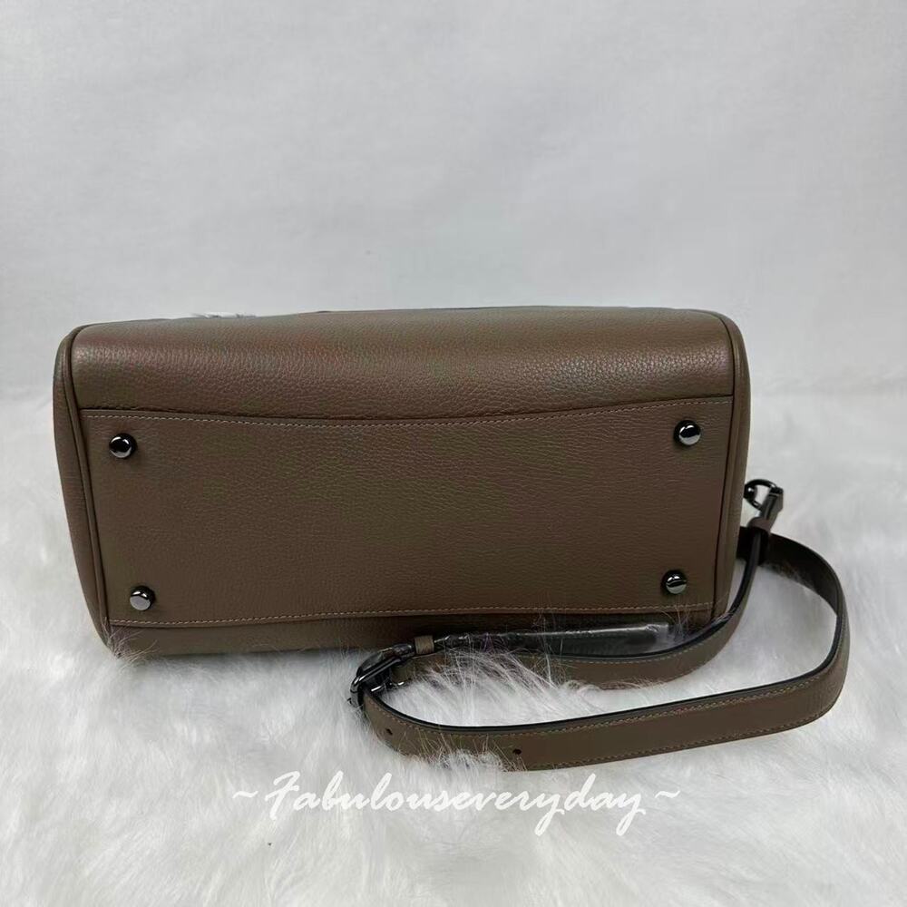 Coach Rowan Large Satchel Bag Crossbody In Leather/QB/Dark Stone CV960 NWT - Picture 6 of 8